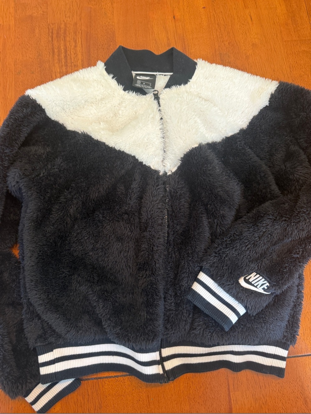 Nike Black & White Sherpa Bomber Jacket